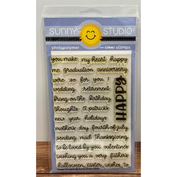 Sunny Studio Photopolymer Clear Stamps SSCL-203 Happy Thoughts - Picture 1 of 3